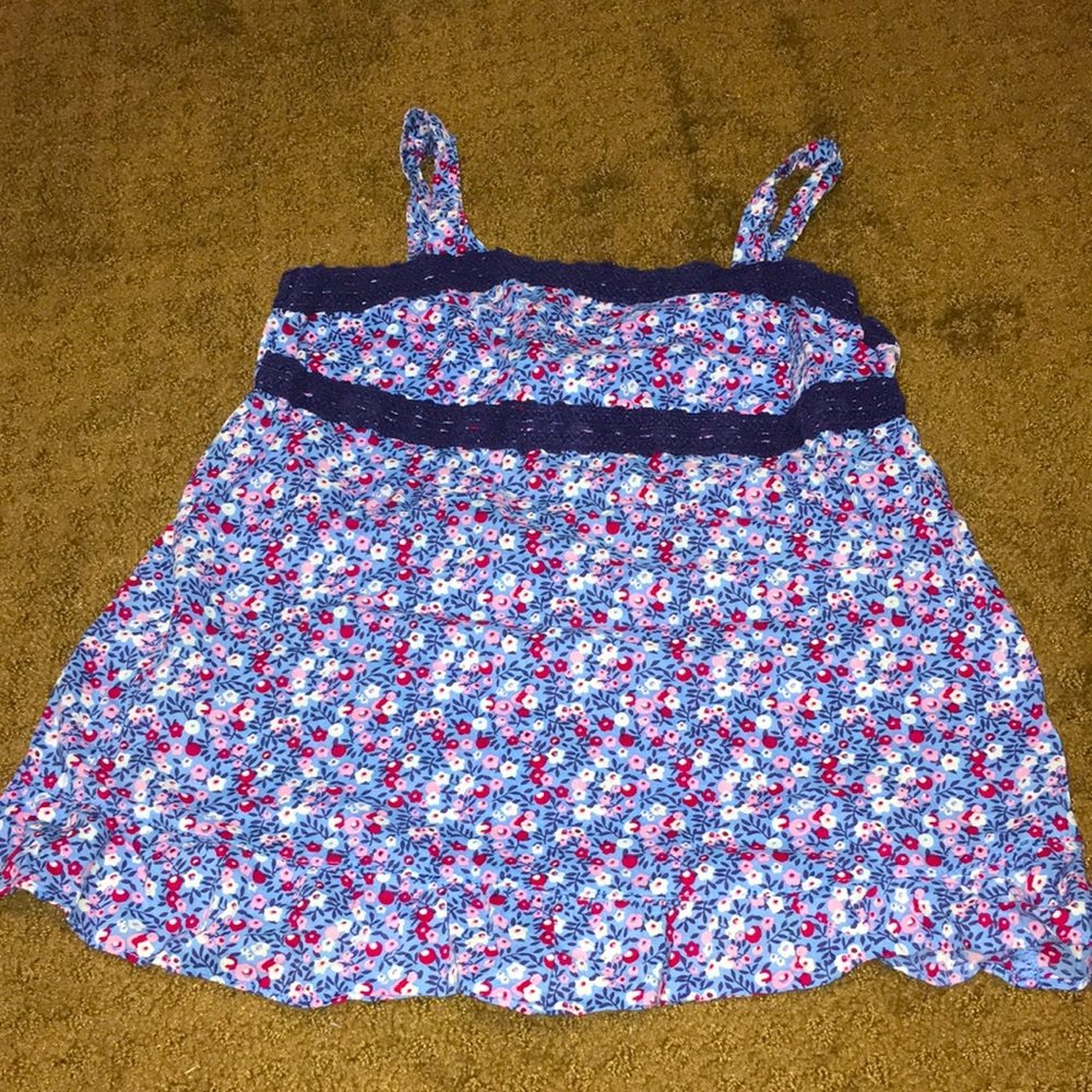 Cherokee Girls size 7 - 8 pretty blue floral tank top EUC